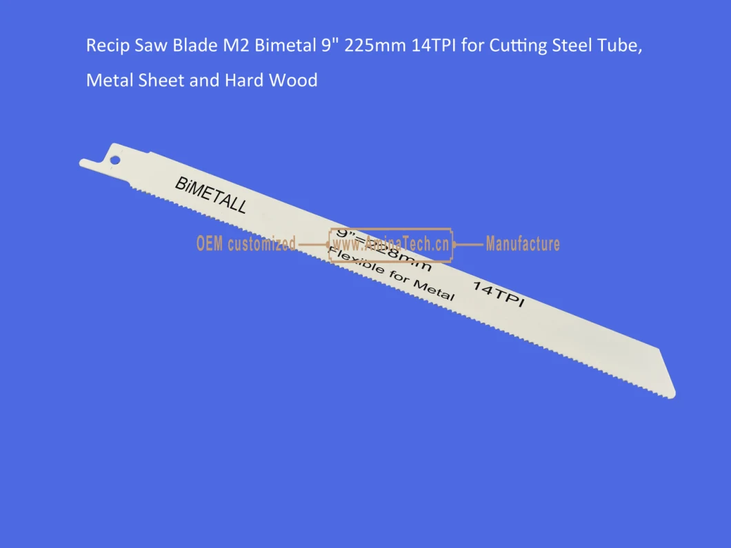 Recip Saw Blade M2 Bimetal 9&quot; 225mm 14TPI for Cutting Steel Tube, Metal Sheet and Hard Wood,Sabre Saw ,Power Tools,Reciprocating Saw Blade