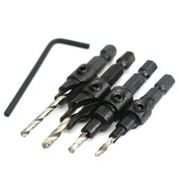 Hex Shank Tin-Coated HSS Wood Countersink Drill Bit for Wood Screw