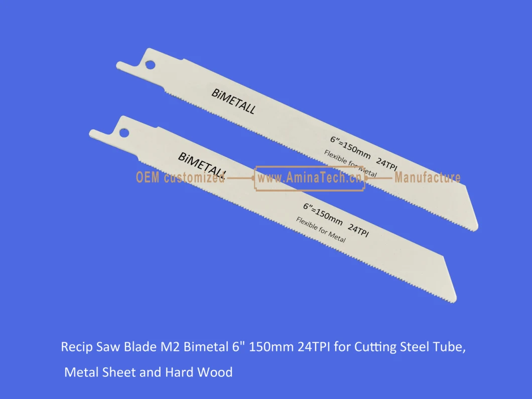 Recip Saw Blade M2 Bimetal 6&quot; 150mm 24TPI for Cutting Steel Tube, Metal Sheet and Hard Wood,Reciprocating,Sabre Saw ,Power Tools