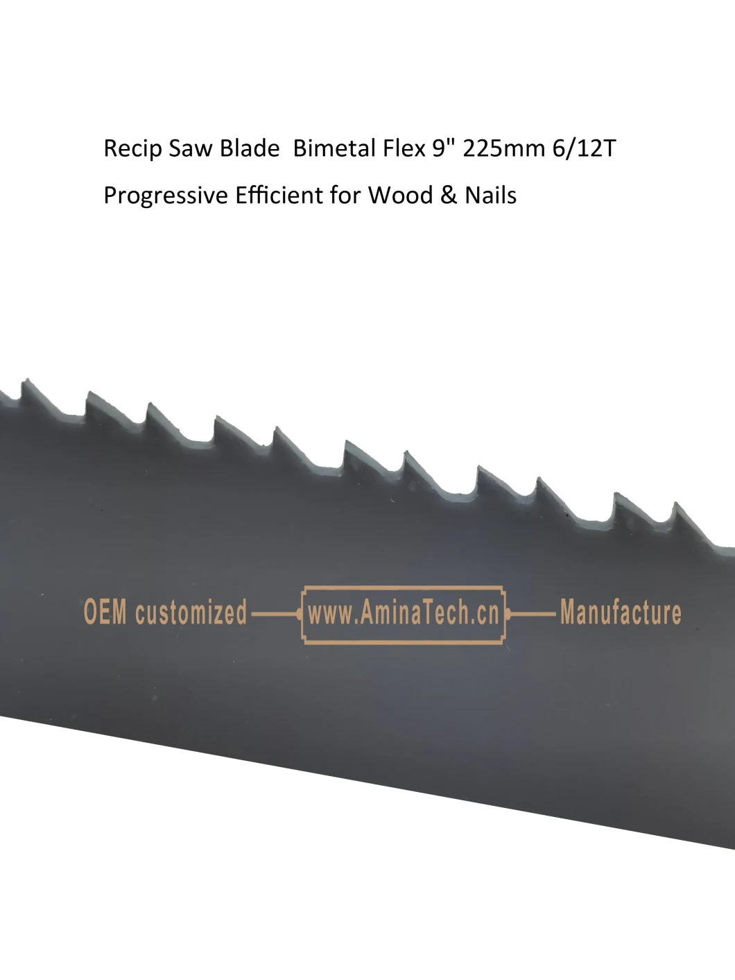 Recip Saw Blade Bimetal M42 8% cobalt Demolition for Cutting Wood &amp; Nails Size:9&quot; 225mm6/12T