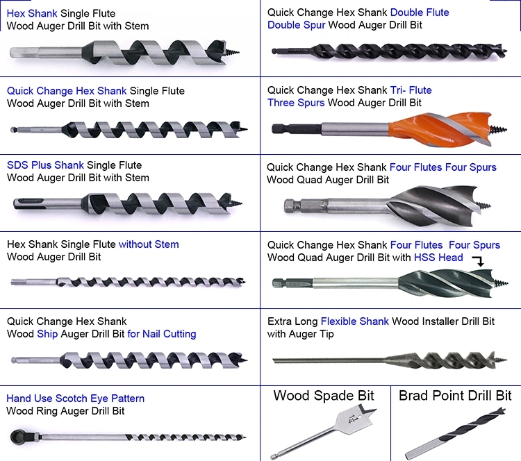 Extra Long Flexible Shank Auger Screw Tip Wood Installer Drill Bit for Wire Cable Pulling Through