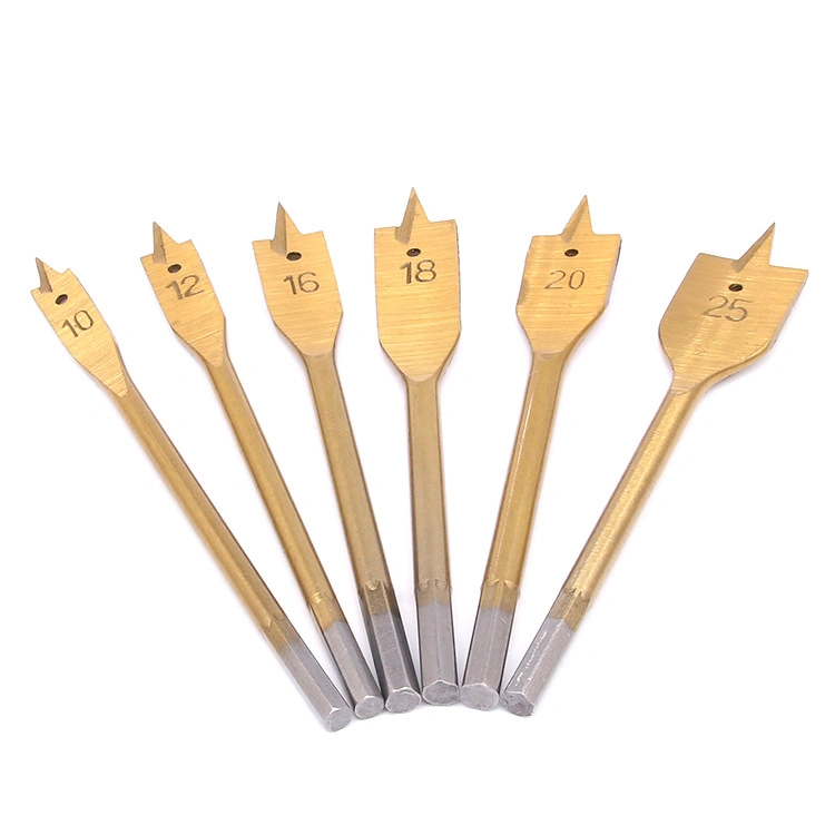 Heavy Duty Quick Change Hex Shank Tri-Point Flat Wood Spade Drill Bit with Cutting Groove for Wood