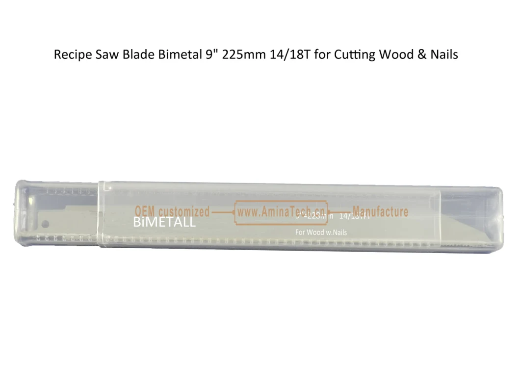 Recip Saw Blade Bimetal M42 8% cobalt Demolition for Cutting Steel Tube, Metal Sheet and Hard Wood Size:9&quot;225mm14/18T