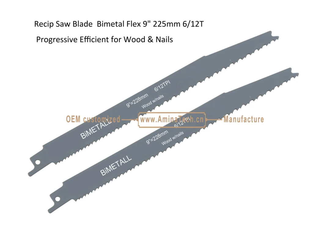 Recip Saw Blade Bimetal Flex 9&quot; 225mm 6/12T Progressive Efficient for Wood &amp; Nails,Reciprocating,Sabre Saw ,Power Tools